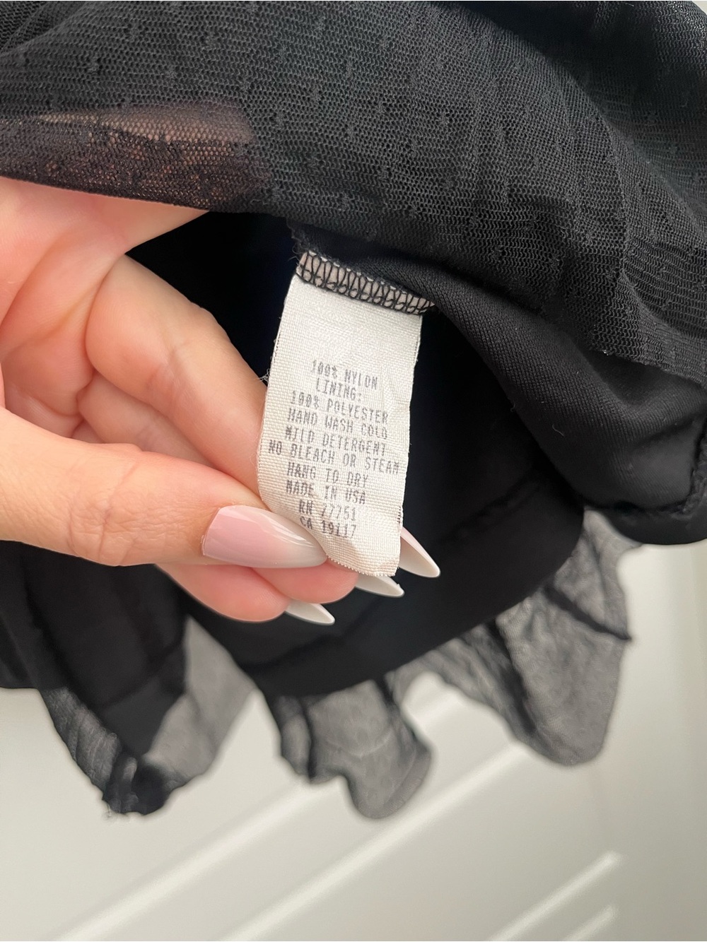 Vtg Betsey Johnson Black Dress with Dusty Pink Lace Trim 6 Made in USA - Picture 5 of 6